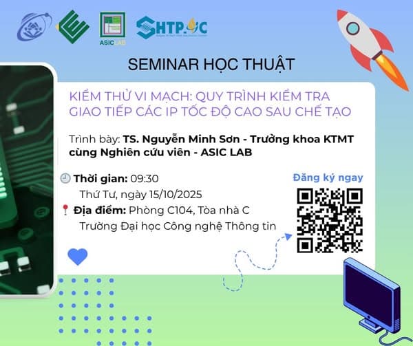 📢 Thông báo Seminar Học thuật ASIC Lab – Lần 2 năm 2025 🔬 Kiểm thử Vi mạch: Quy trình kiểm tra giao tiếp IP tốc độ cao sau chế tạo